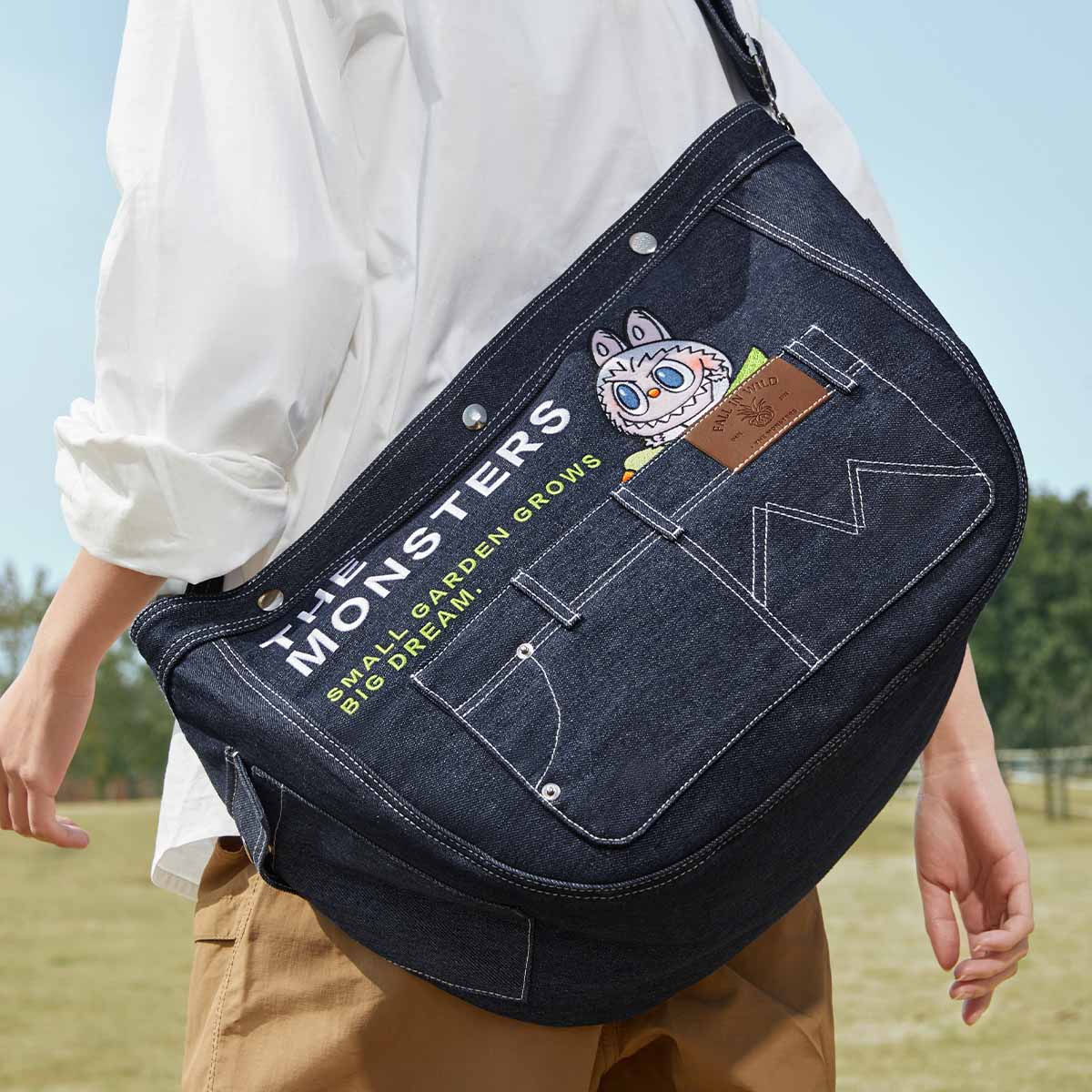 POP MART LABUBU THE MONSTERS FALL IN WILD SERIES-Denim Messenger Bag - Accessories