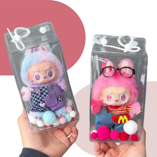 1pc Doll bag for pendant - Display Shoulder Bag for Labubu - Transparent PVC Dust-proof Bag for Pop Mart Figures - Accessories
