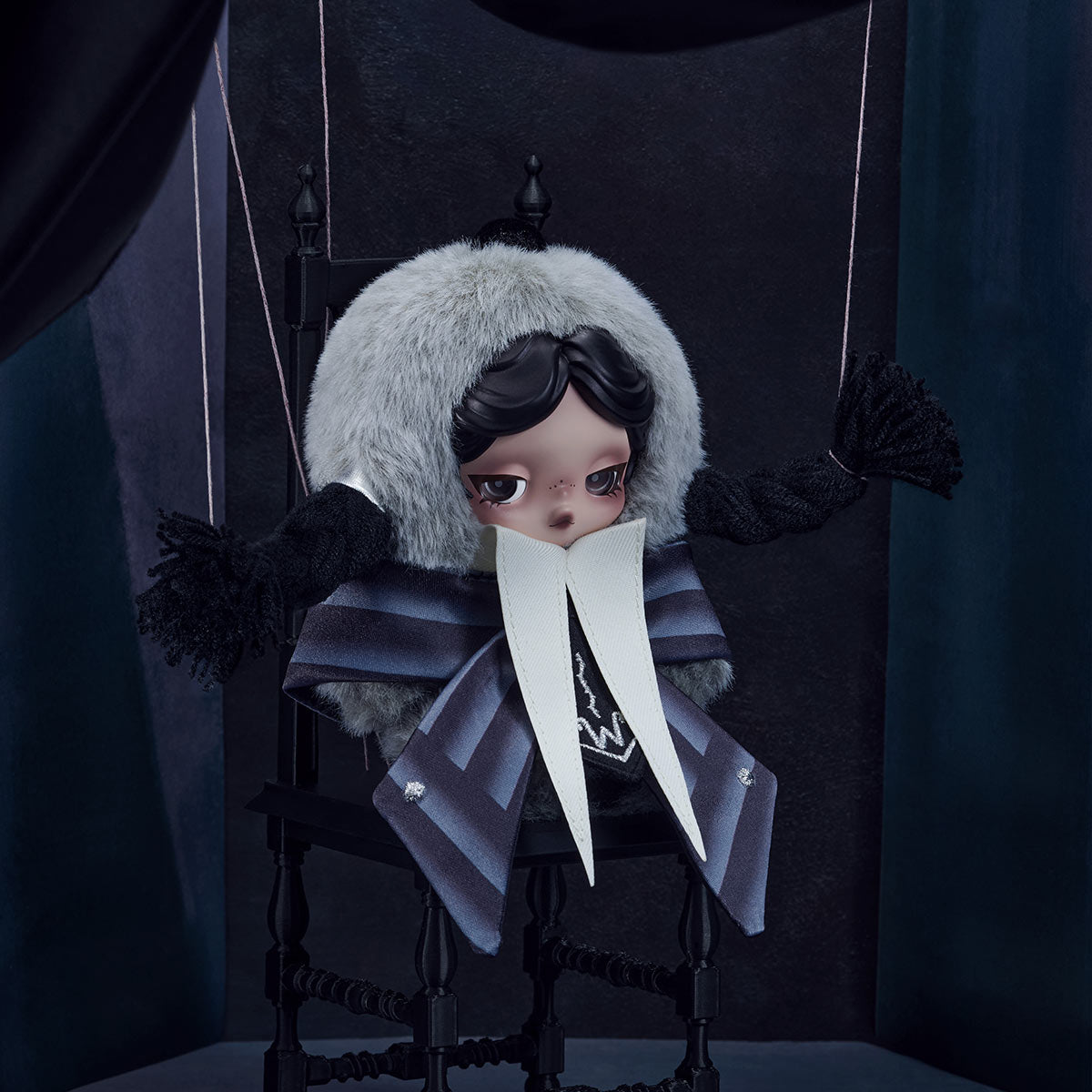 POP MART SKULLPANDA × Wednesday Plush (Nevermore Academy Uniform Version)