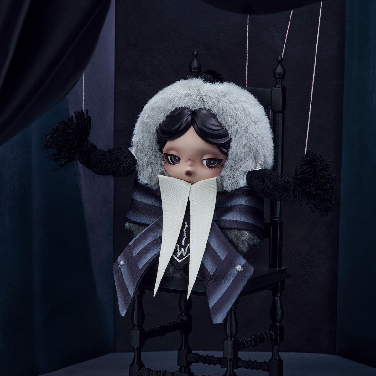 POP MART SKULLPANDA × Wednesday Plush (Nevermore Academy Uniform Version)