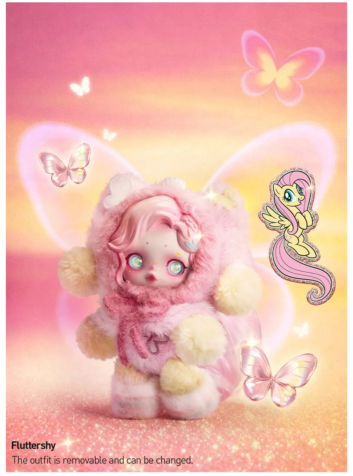 POP MART SKULLPANDA × My Little Pony Series Plush Doll Pendant