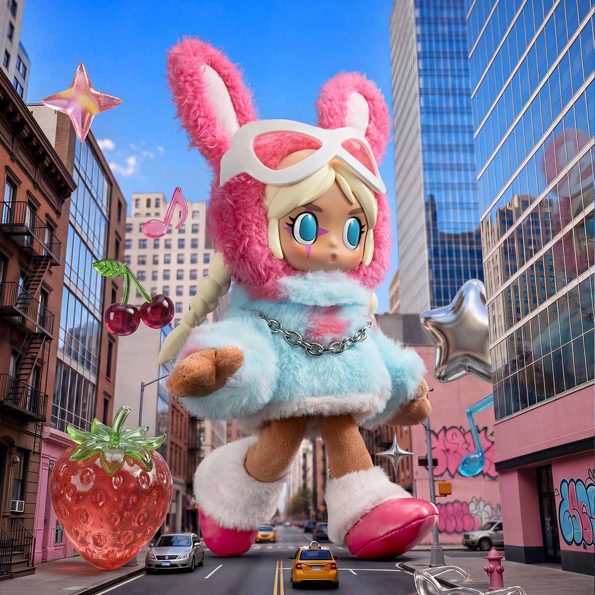POP MART Peach Riot Fruit Punch Series Plush Doll Pendant