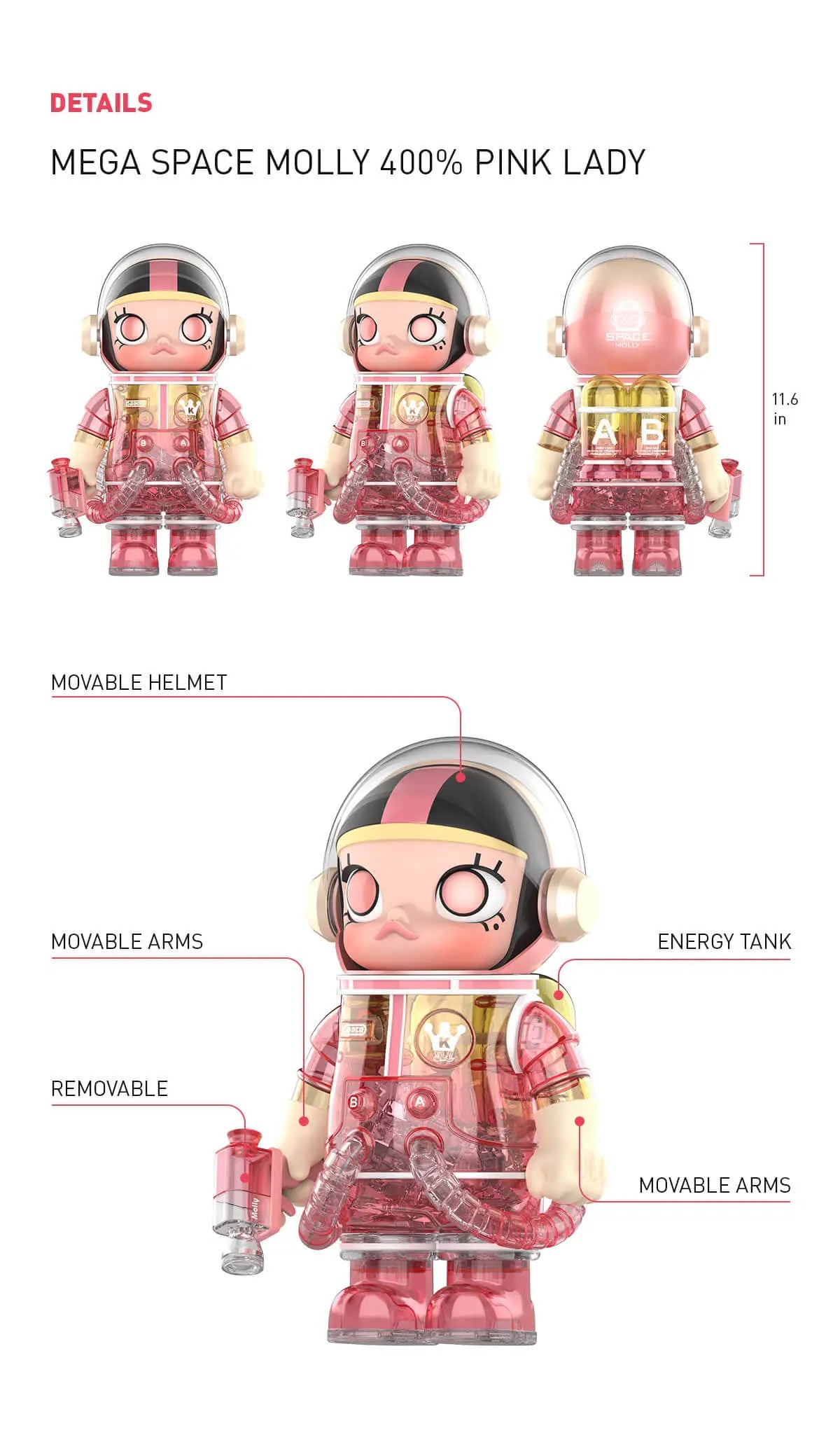 POP MART MEGA SPACE MOLLY 400% Soft Drinks - Pink